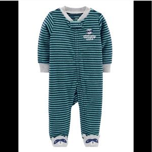 3/$15 CARTER’S Raccoon Zip-Up Terry Sleep &Play 6M